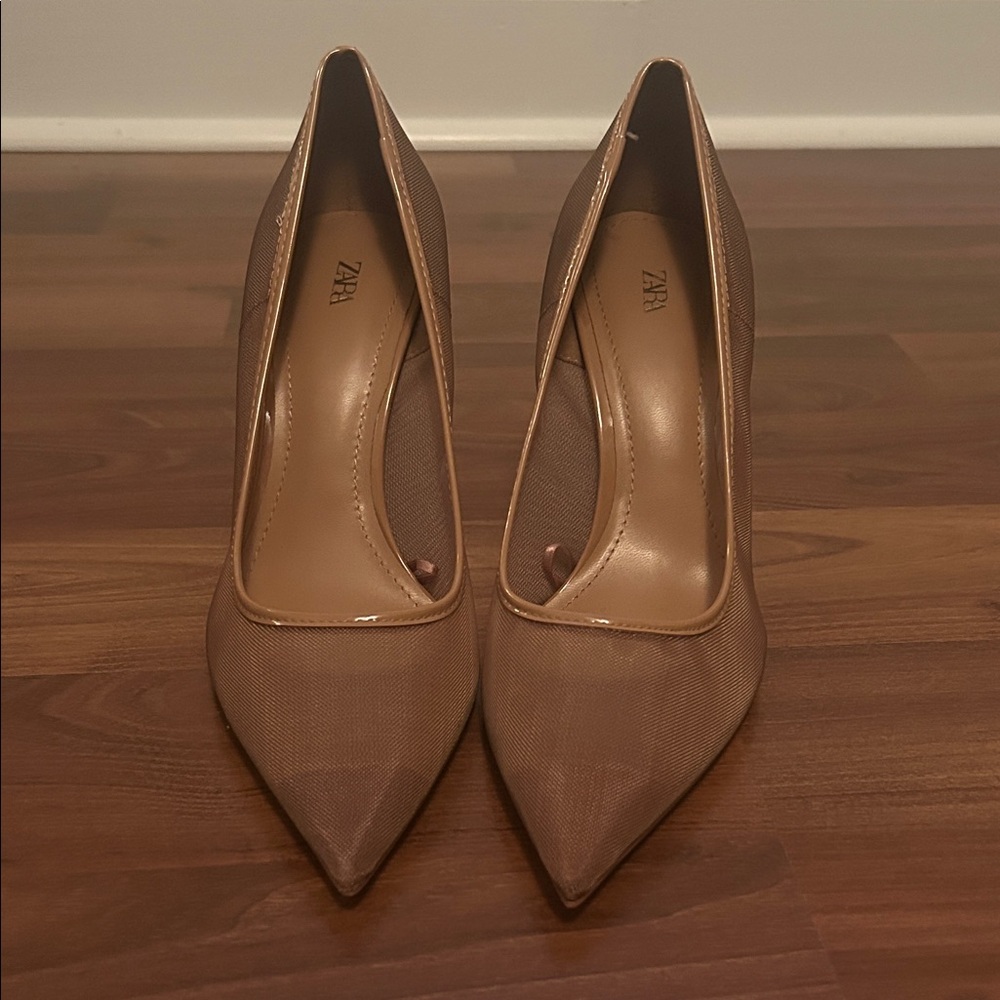 Zara Women's mesh Brown Pointed Heels - brand new